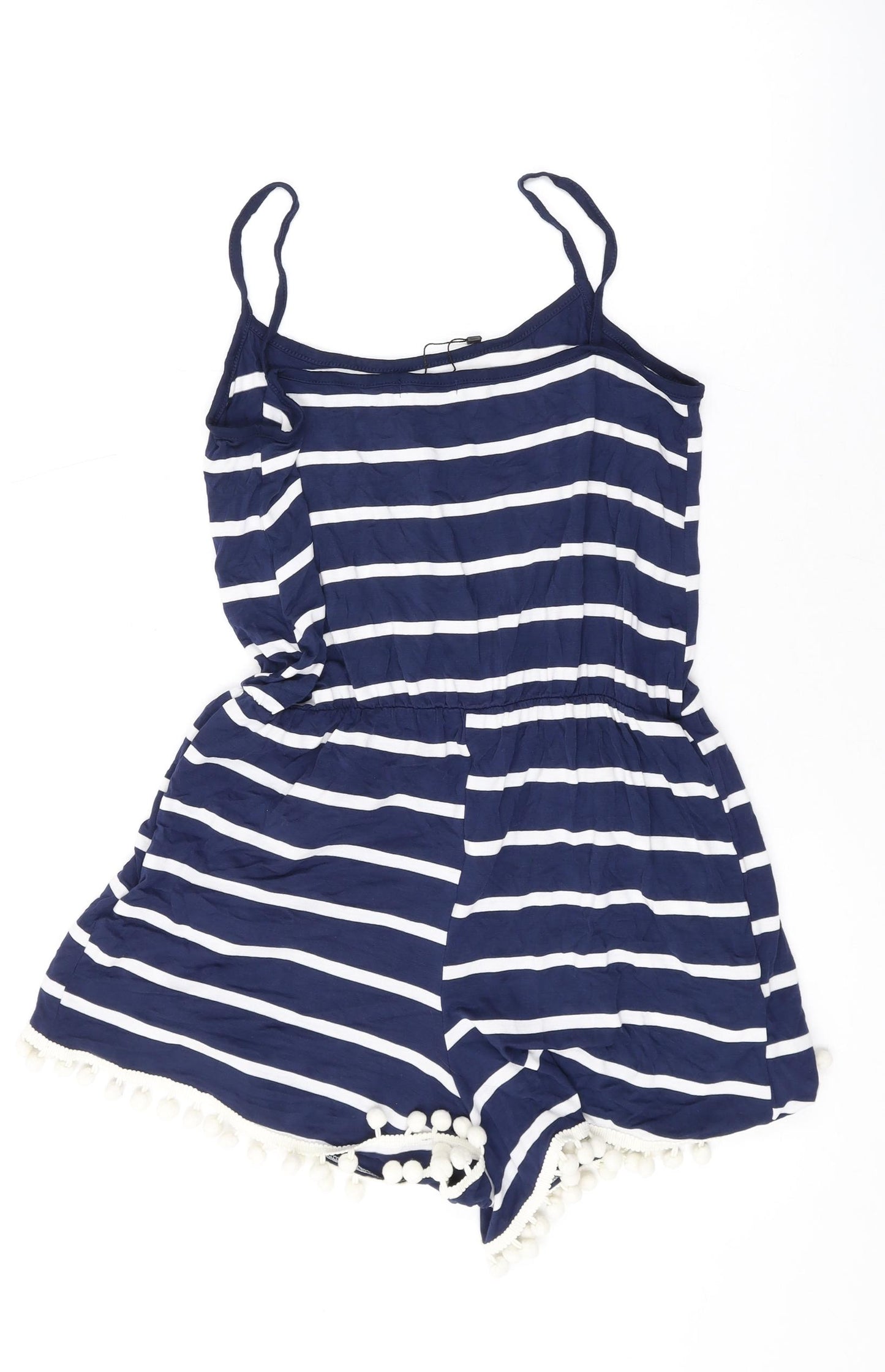 Boohoo Womens Blue Striped Cotton Playsuit One-Piece Size 12 L3 in Pullover