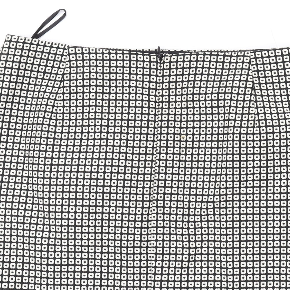 Marks and Spencer Womens Black Geometric Polyester Mini Skirt Size 12 Zip