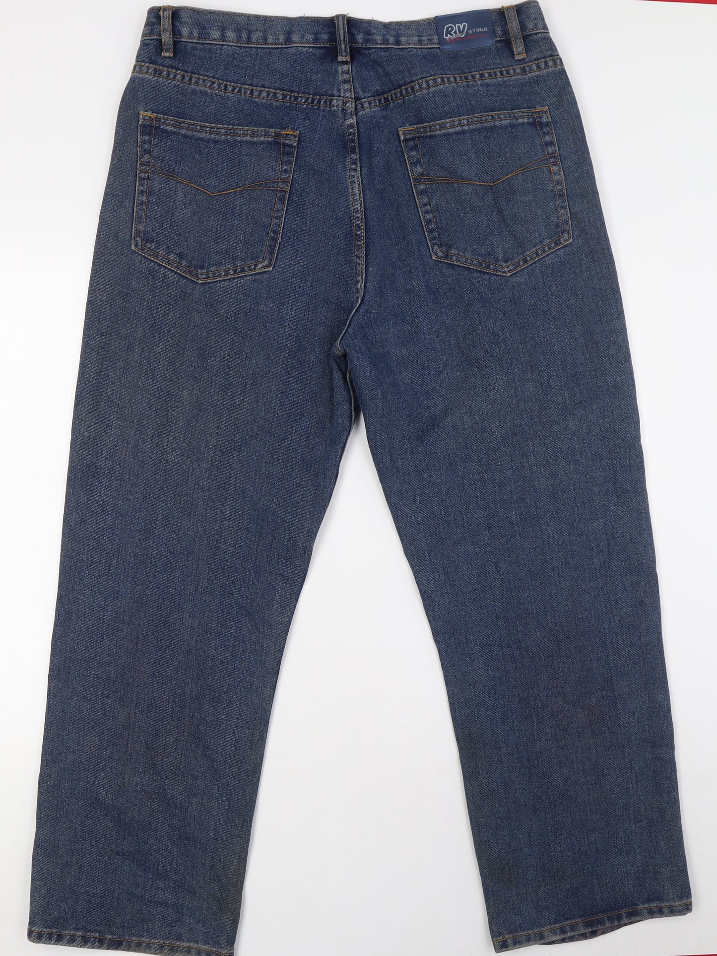 RV Mens Blue Cotton Straight Jeans Size 36 in L27 in Regular Zip