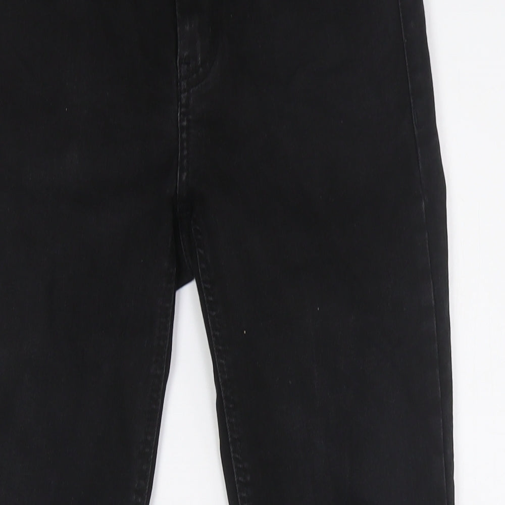 MNG Womens Black Cotton Skinny Jeans Size 8 L27 in Regular Zip - Raw Hem