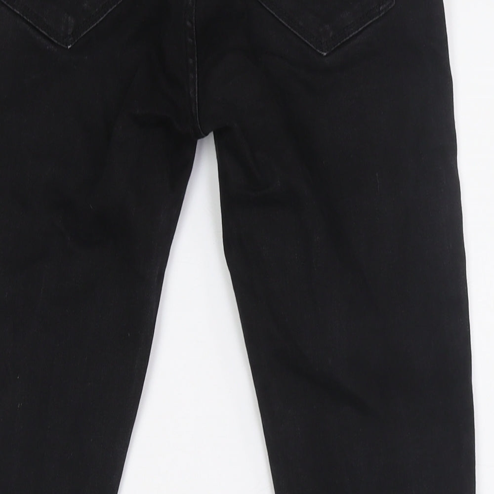 MNG Womens Black Cotton Skinny Jeans Size 8 L27 in Regular Zip - Raw Hem