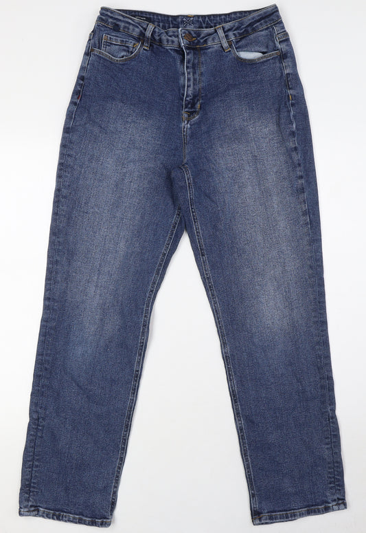 Crew Clothing Womens Blue Cotton Straight Jeans Size 10 L29 in Regular Zip