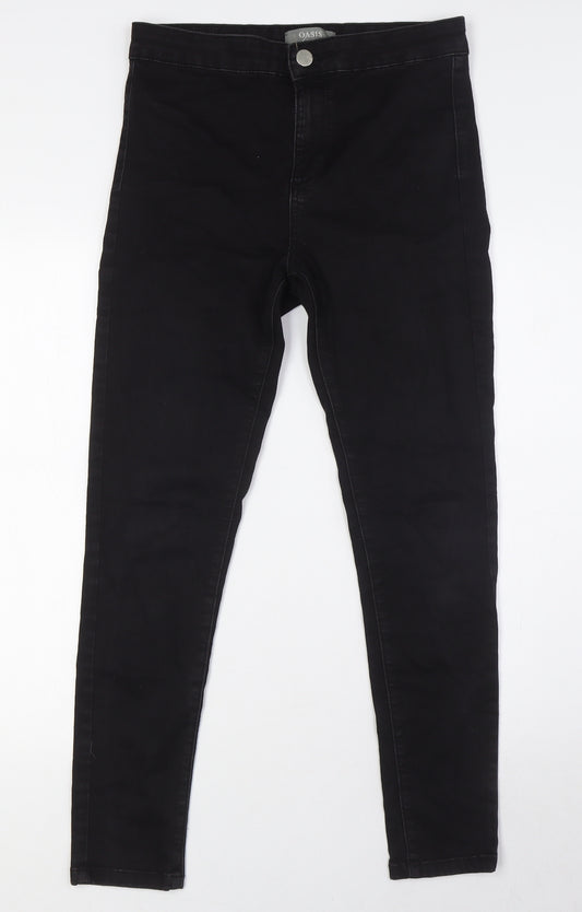 Oasis Womens Black Cotton Skinny Jeans Size 12 L29 in Regular Zip