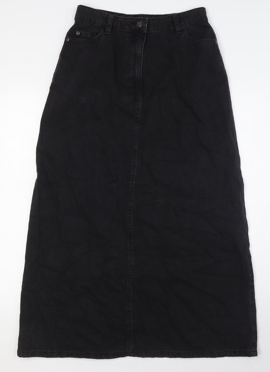 Denim Co Womens Black Cotton A-Line Skirt Size 8 Zip