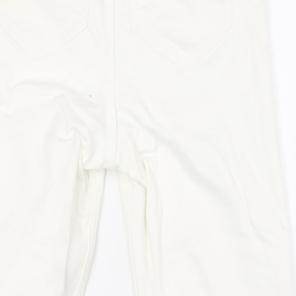 F&F Womens White Cotton Straight Jeans Size 8 L25 in Regular Zip - Raw Hem