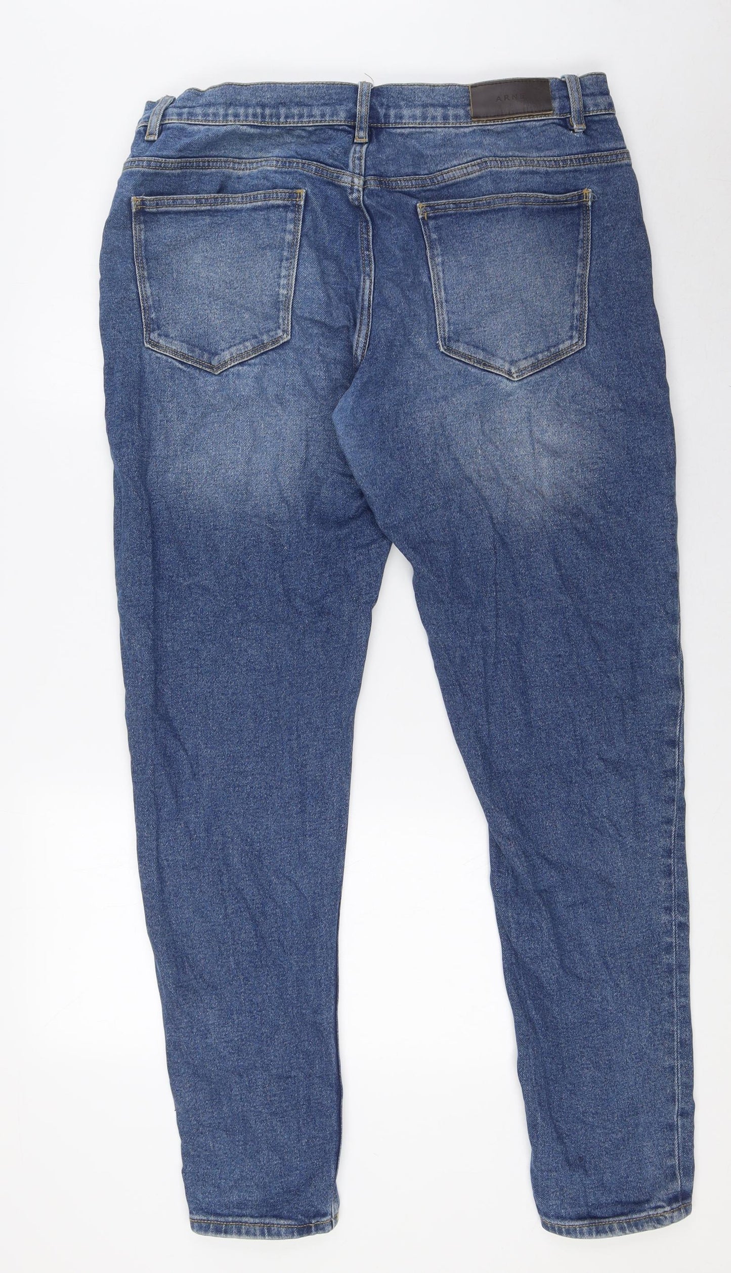 Arne Mens Blue Cotton Straight Jeans Size 36 in L31 in Regular Zip