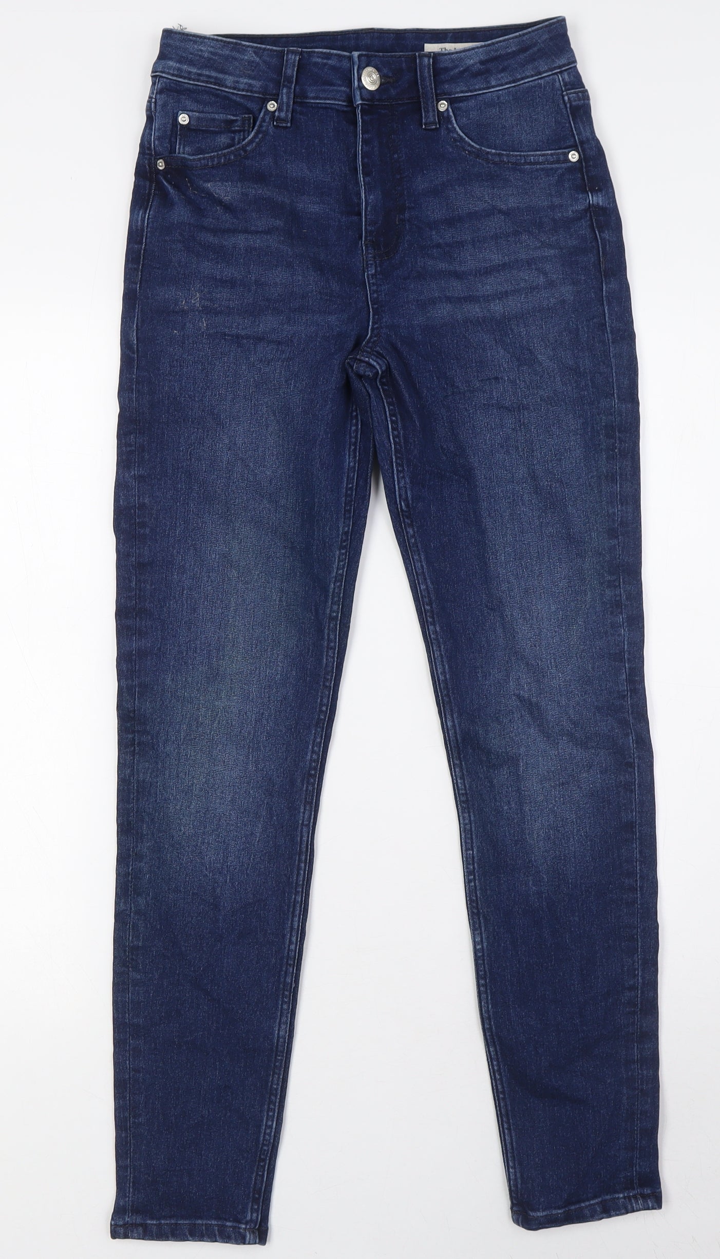 Marks and Spencer Womens Blue Cotton Skinny Jeans Size 8 L29 in Regular Zip