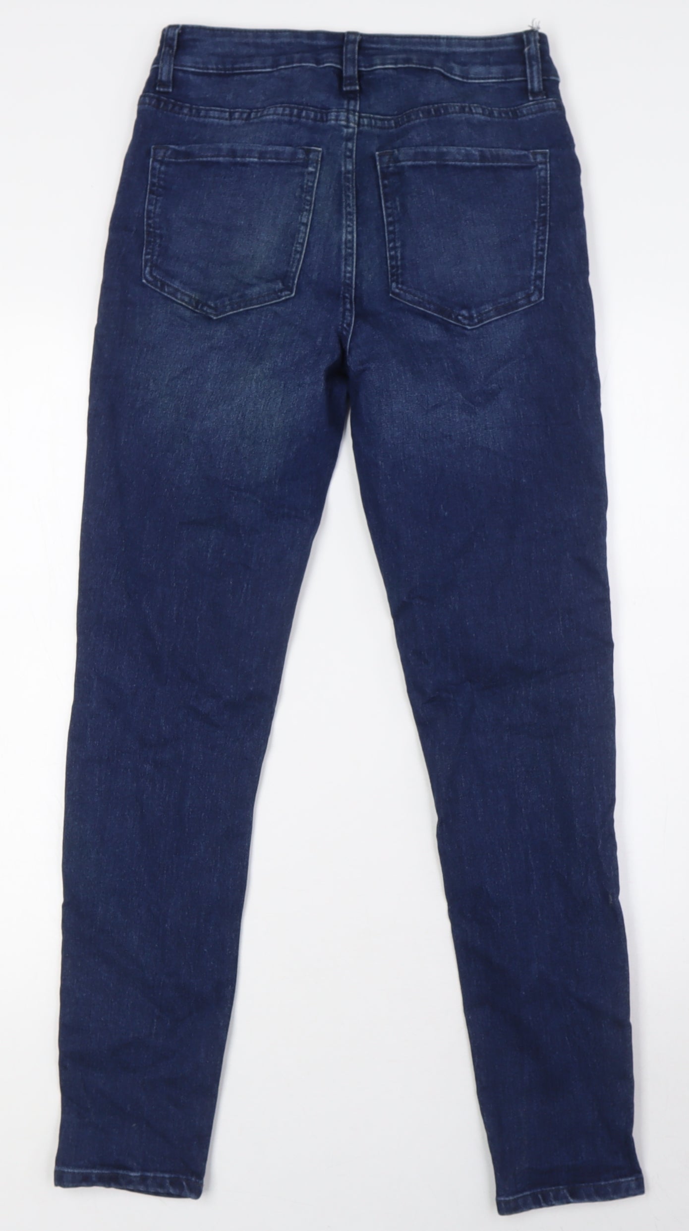 Marks and Spencer Womens Blue Cotton Skinny Jeans Size 8 L29 in Regular Zip