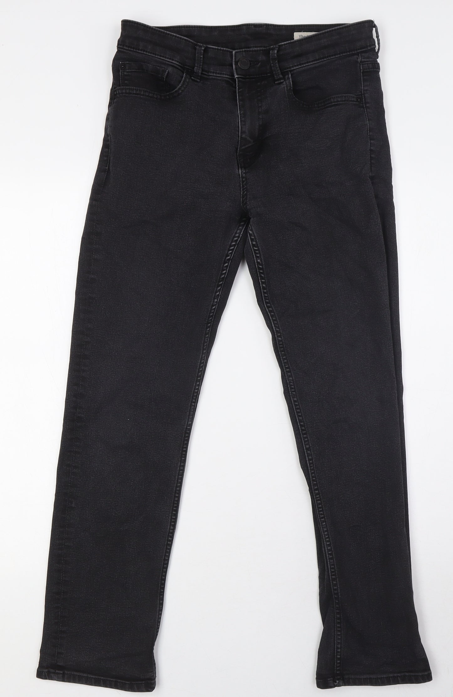 Marks and Spencer Womens Black Cotton Skinny Jeans Size 12 L28 in Regular Zip