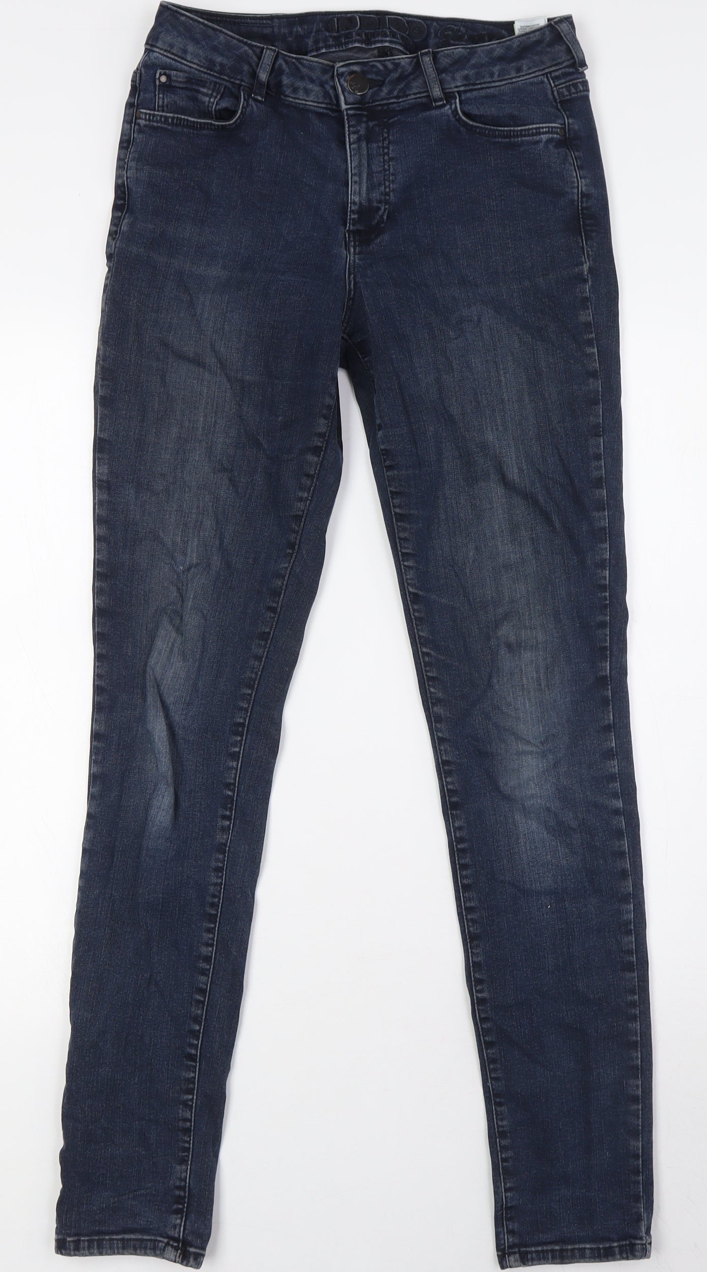 Marks and Spencer Womens Blue Cotton Skinny Jeans Size 10 L32 in Regular Zip