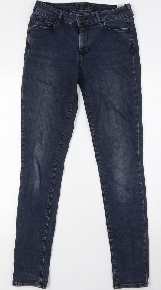 Marks and Spencer Womens Blue Cotton Skinny Jeans Size 10 L32 in Regular Zip