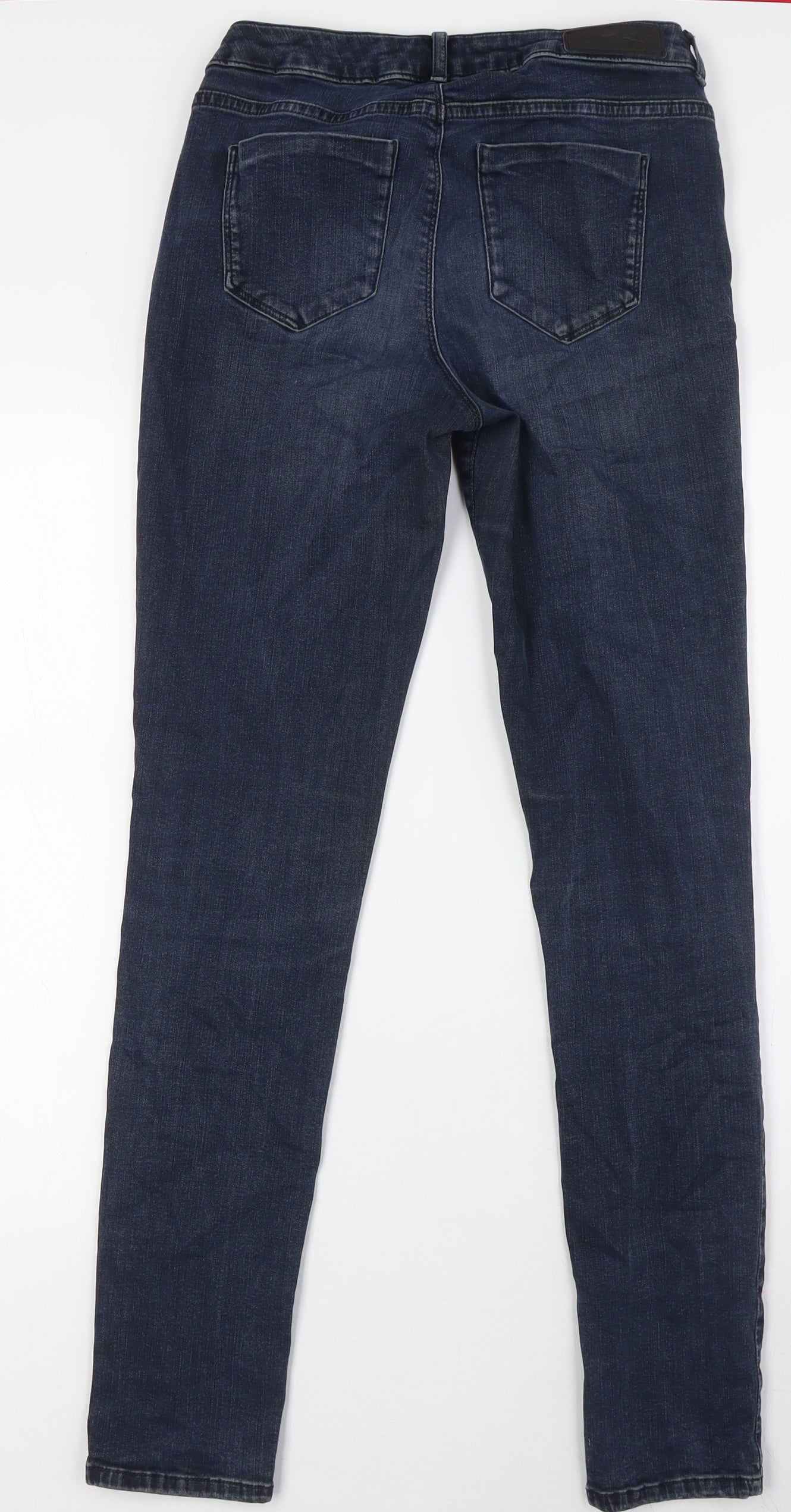 Marks and Spencer Womens Blue Cotton Skinny Jeans Size 10 L32 in Regular Zip