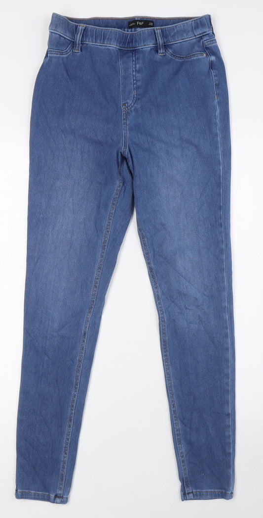 F&F Womens Blue Cotton Jegging Jeans Size 10 L28 in Regular