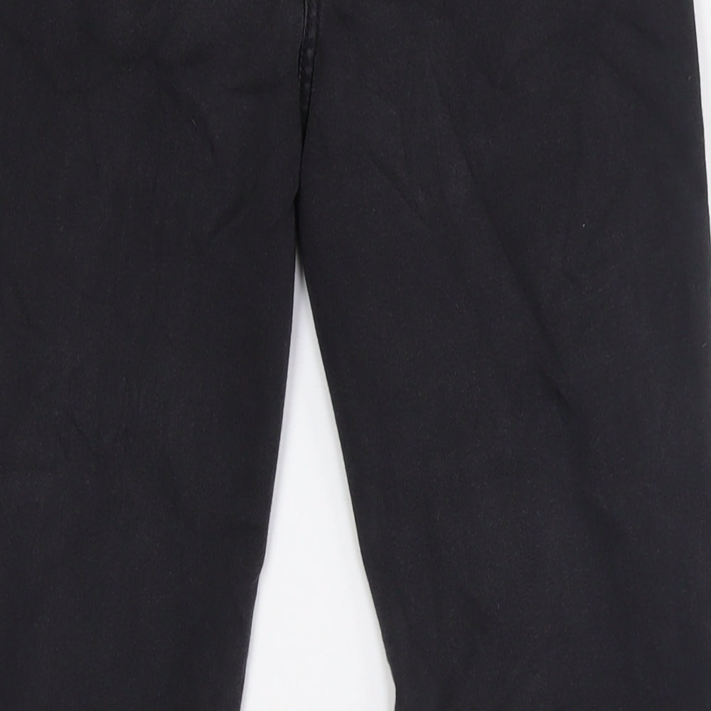 Marks and Spencer Womens Black Cotton Straight Jeans Size 12 L29 in Regular Zip