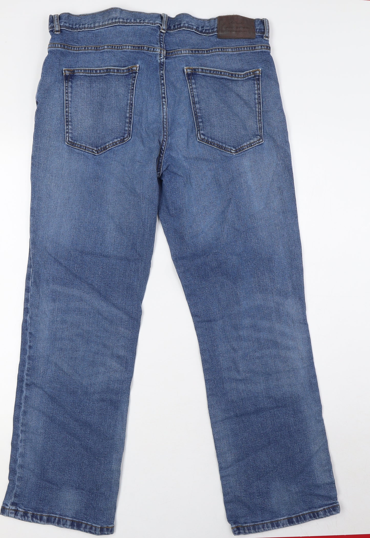 TU Mens Blue Cotton Straight Jeans Size 36 in L30 in Regular Zip