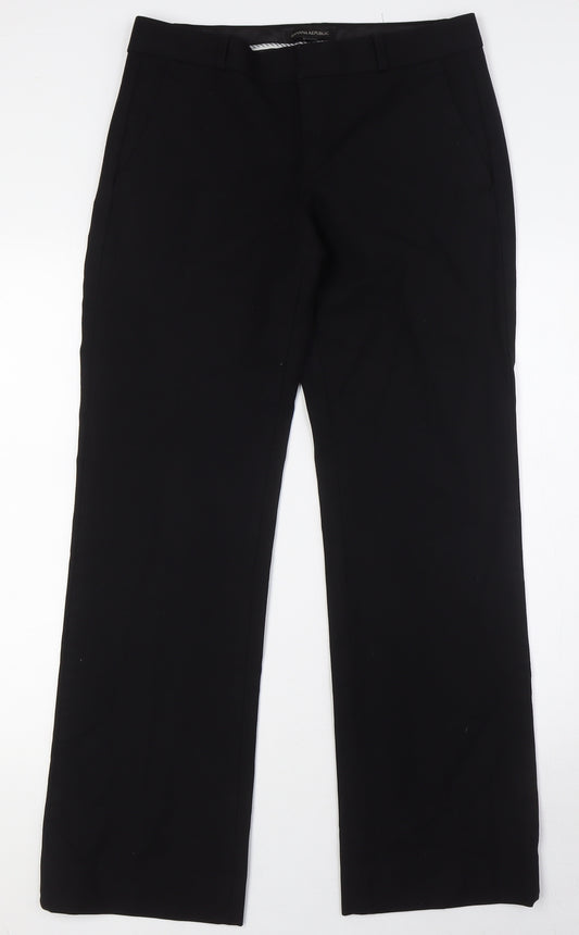 Banana Republic Womens Black Herringbone Cotton Trousers Size 6 L31 in Regular Hook & Eye