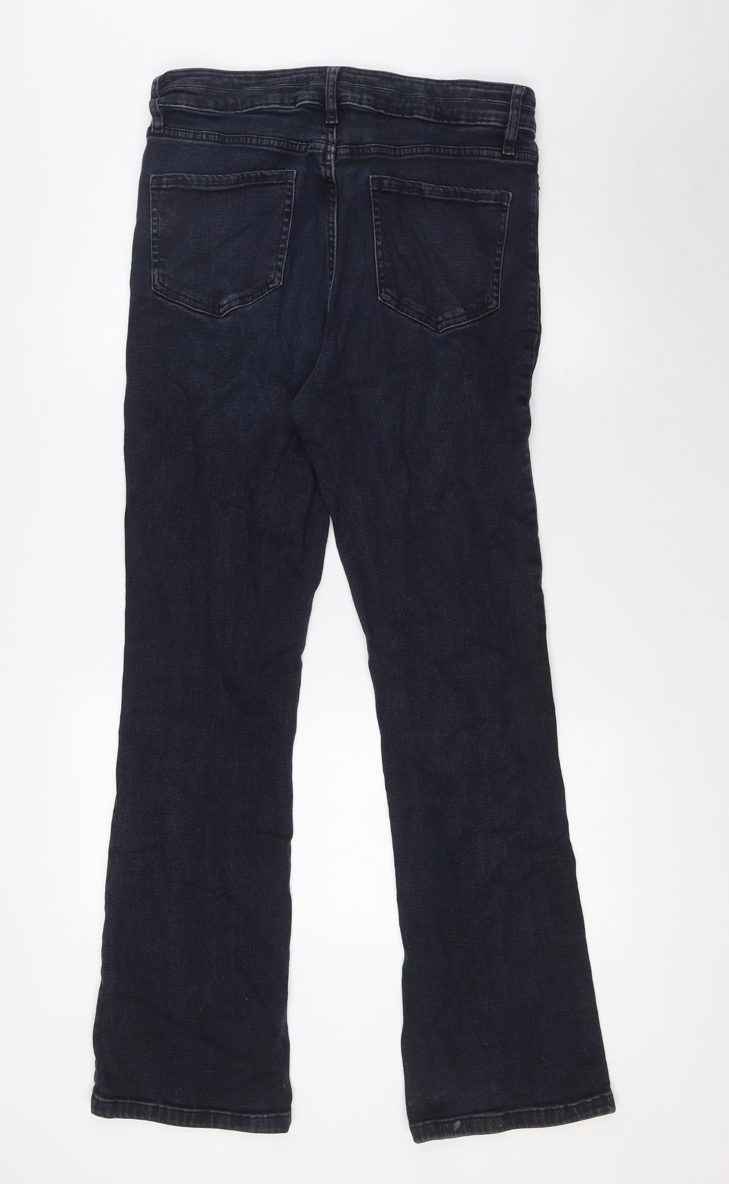 F&F Womens Blue Cotton Bootcut Jeans Size 14 L32 in Regular Zip