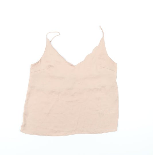 Topshop Womens Beige Polyester Camisole T-Shirt Size 10 V-Neck