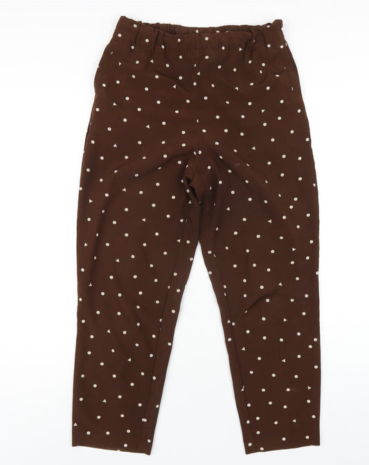 Monki Womens Brown Polka Dot Polyester Trousers Size 6 L26 in Regular