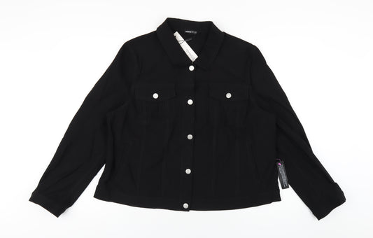 Roman Womens Black Jacket Coatigan Size 20 Button