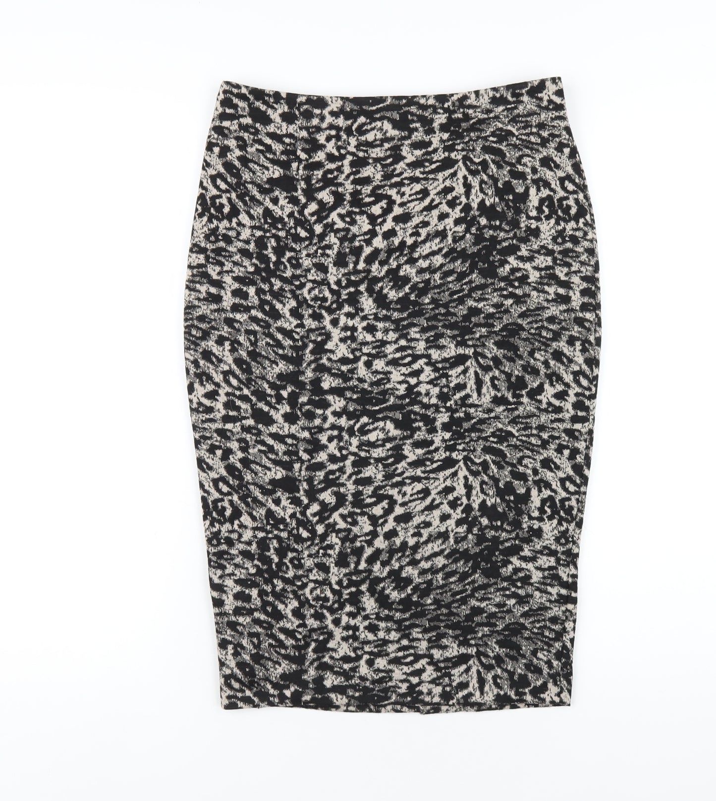 NEXT Womens Black Animal Print Polyester Straight & Pencil Skirt Size 6 Zip