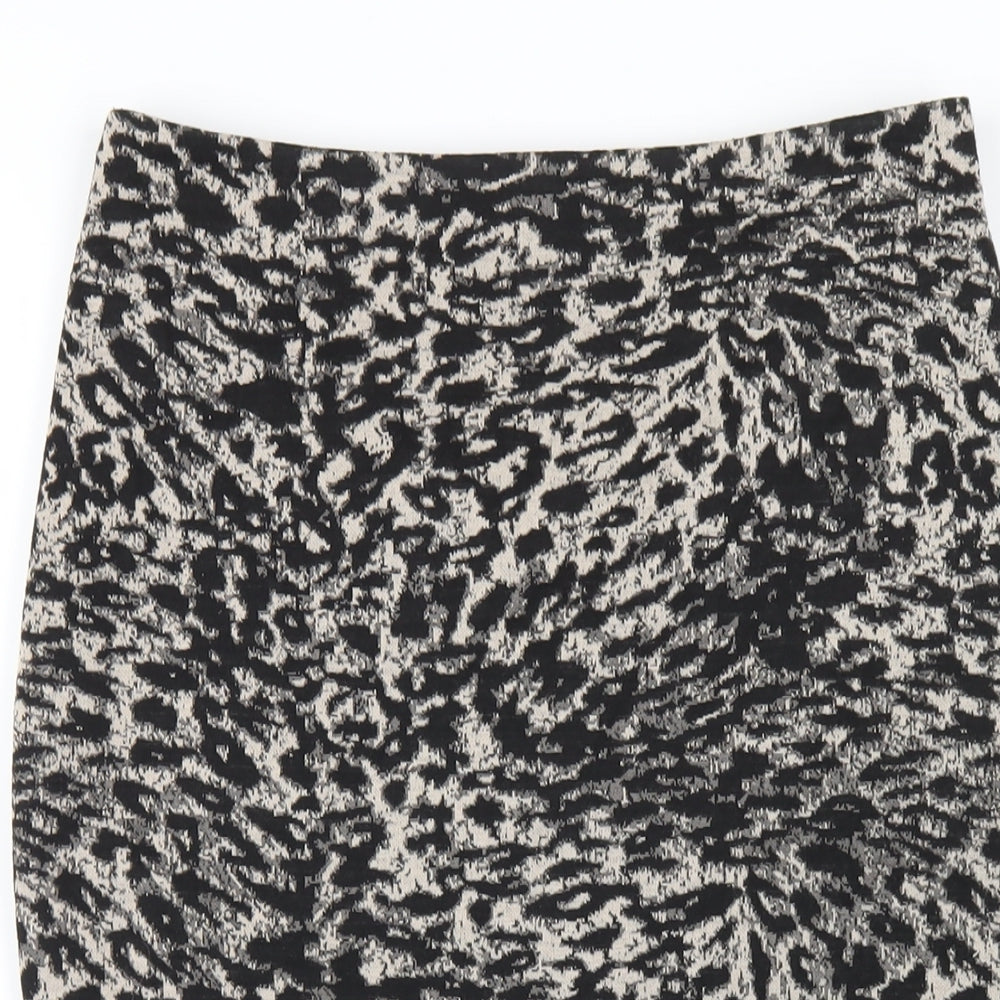 NEXT Womens Black Animal Print Polyester Straight & Pencil Skirt Size 6 Zip