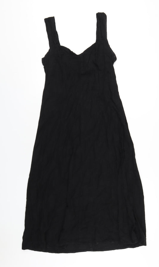 ASOS Womens Black Viscose A-Line Size 10 Sweetheart Zip