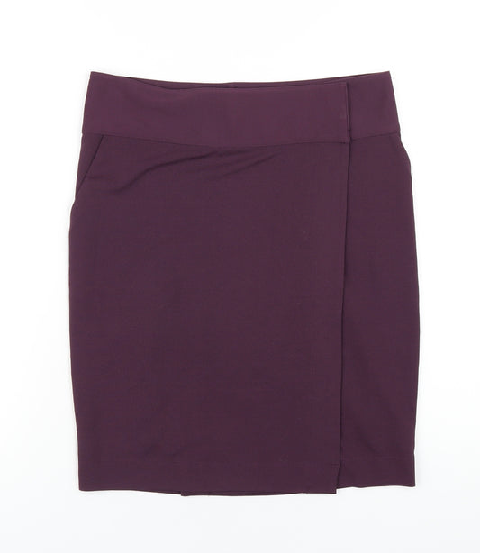 NEXT Womens Purple Polyester Straight & Pencil Skirt Size 10 Button