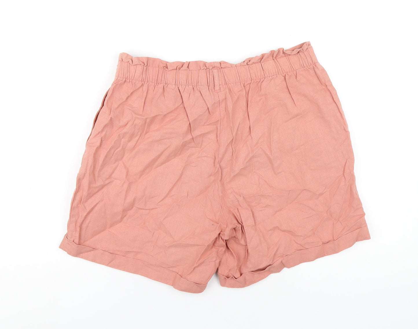 ESMARA Womens Pink Linen Basic Shorts Size 12 L5 in Regular Button