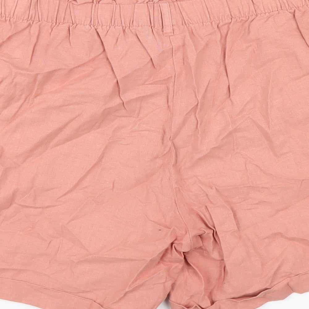 ESMARA Womens Pink Linen Basic Shorts Size 12 L5 in Regular Button