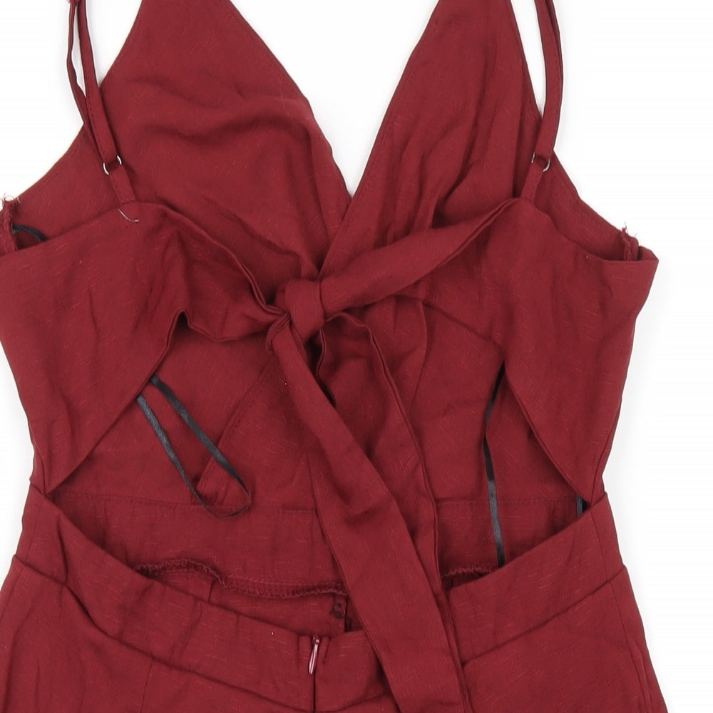 Showpo Womens Red Polyester Playsuit One-Piece Size 12 Zip