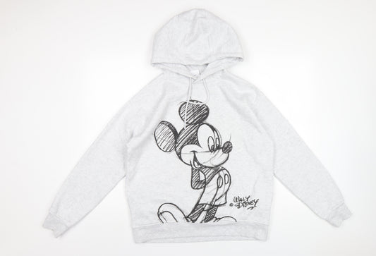 Disney Womens Grey Polyester Pullover Hoodie Size S Pullover - Mickey Mouse