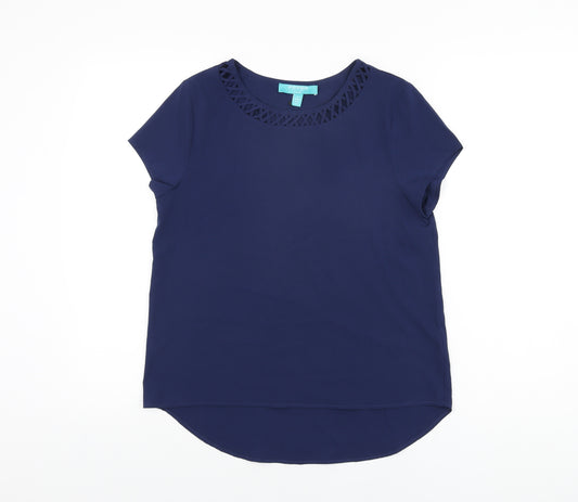 Fever Womens Blue Polyester Basic T-Shirt Size 8 Round Neck