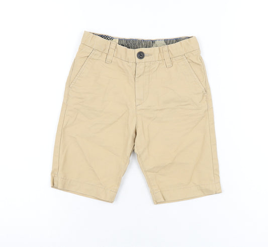 H&M Boys Beige Cotton Chino Shorts Size 5-6 Years Regular Zip