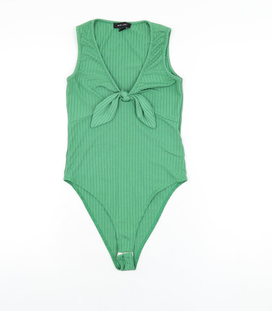 New Look Womens Green Polyester Bodysuit One-Piece Size 8 Snap