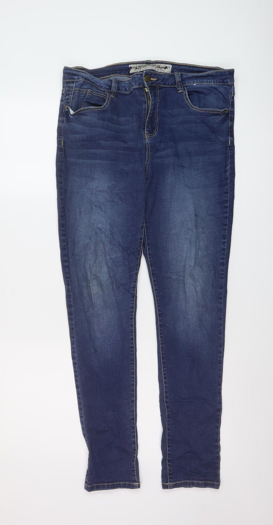 Denim & Co. Womens Blue Cotton Skinny Jeans Size 16 L29 in Regular Button