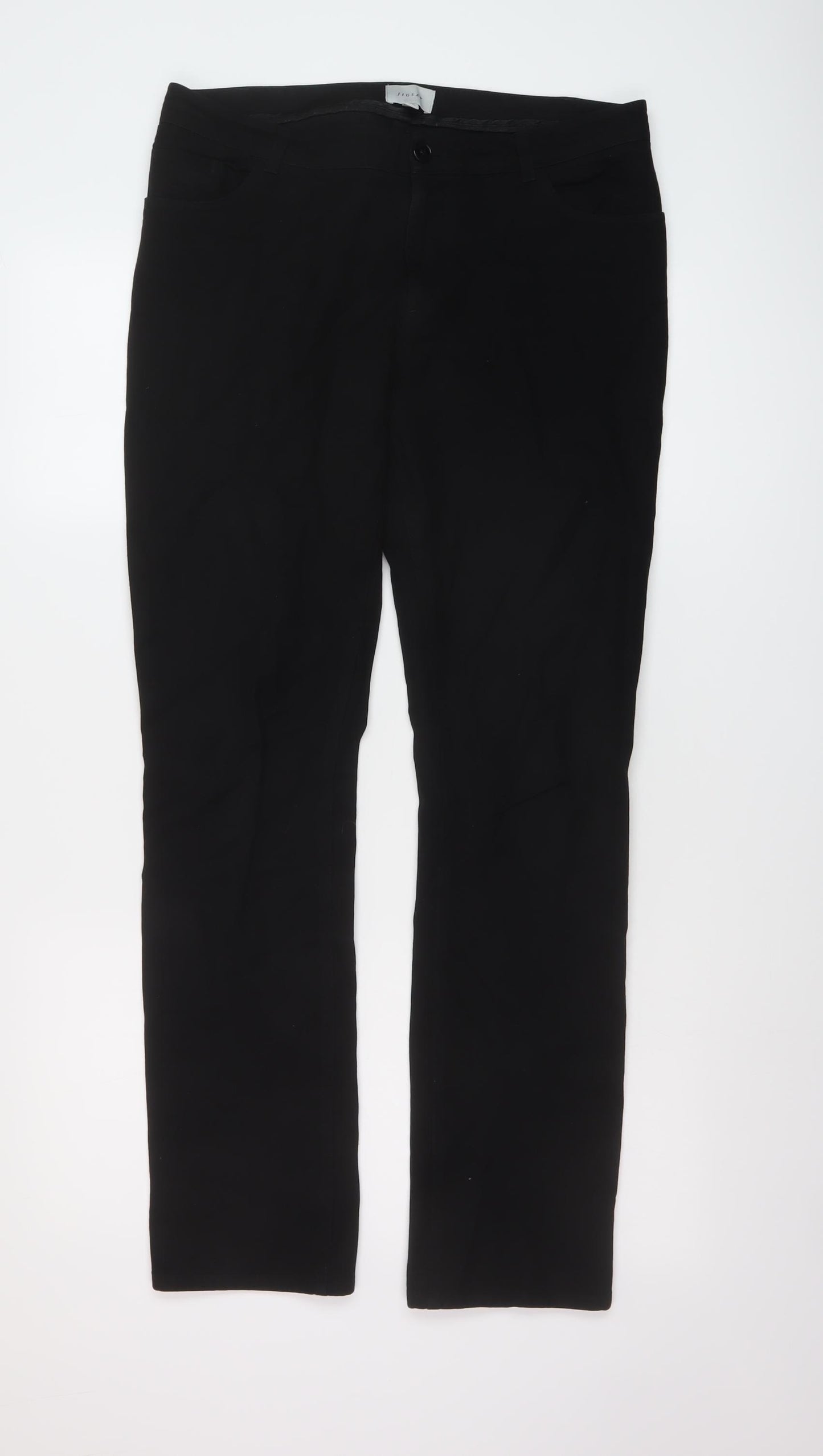 Jigsaw Womens Black Cotton Straight Jeans Size 12 L31 in Regular Button