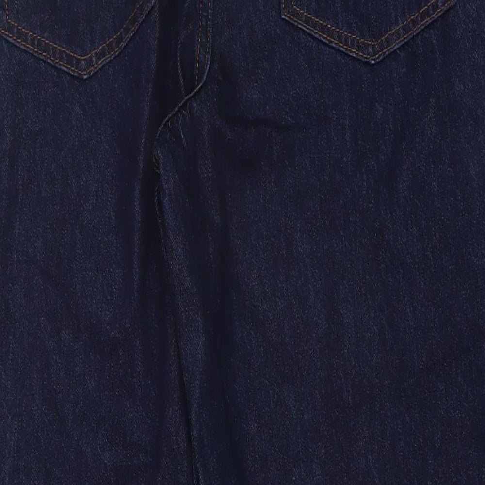 NEXT Womens Blue Cotton Wide-Leg Jeans Size 12 L32 in Regular Button