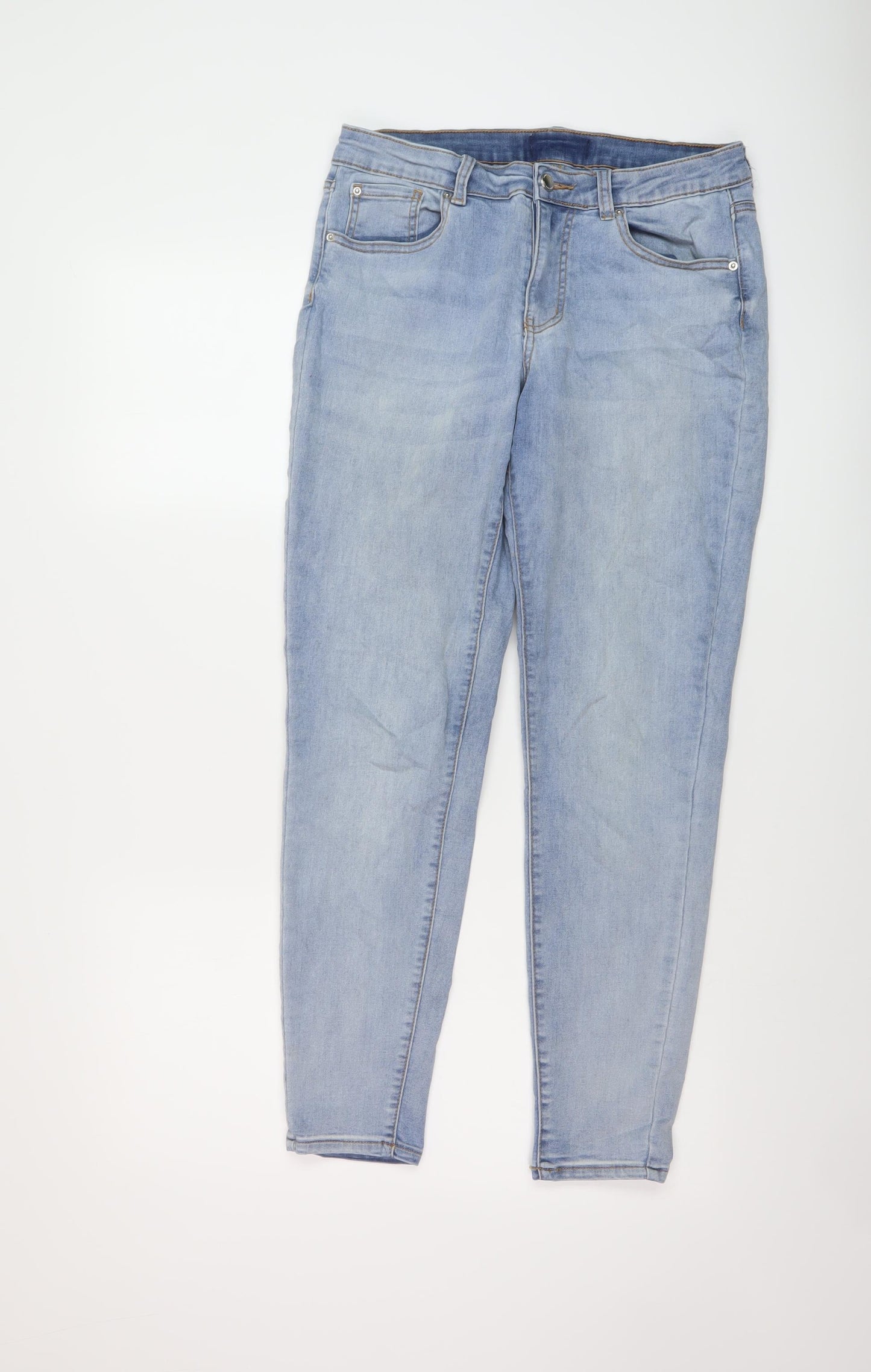 Denim & Co. Womens Blue Cotton Skinny Jeans Size 12 L28 in Regular Button