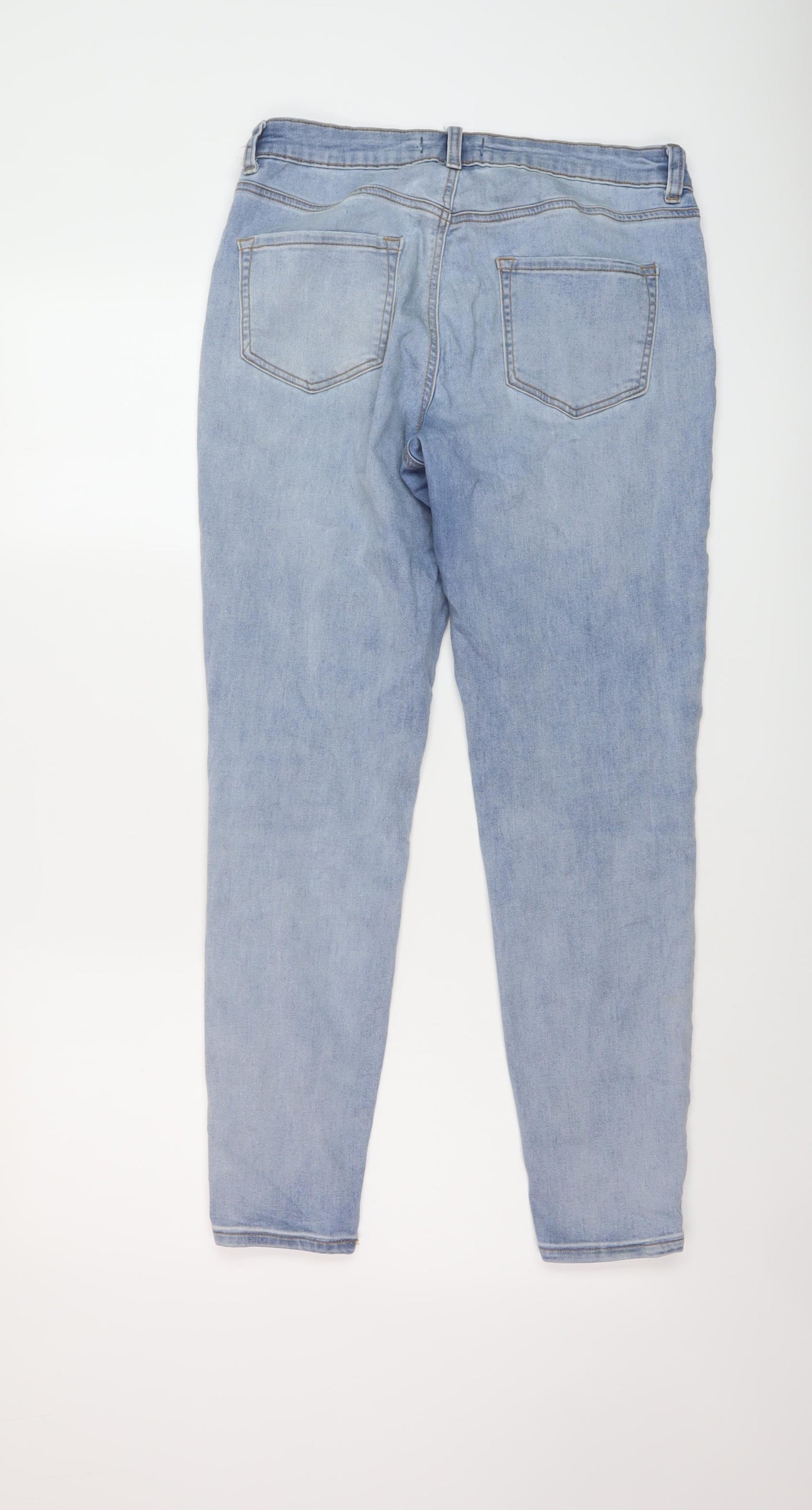 Denim & Co. Womens Blue Cotton Skinny Jeans Size 12 L28 in Regular Button