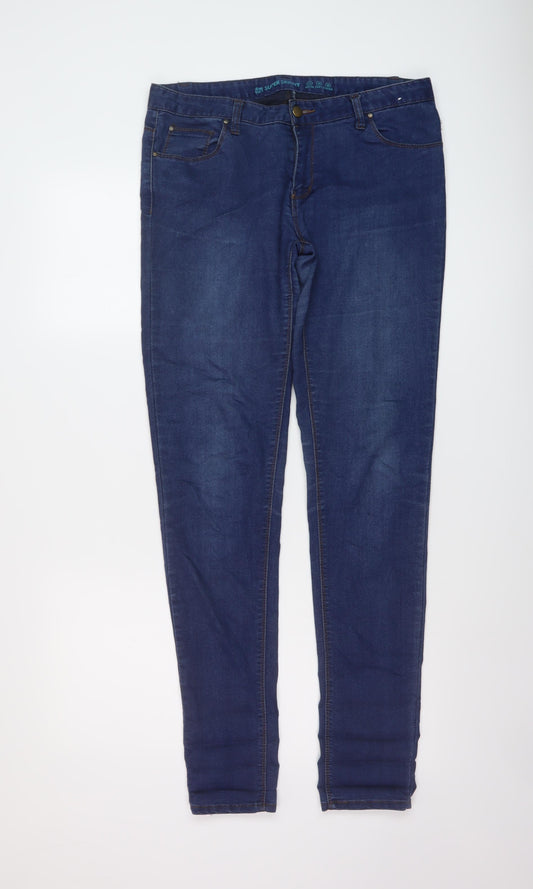 Denim & Co. Womens Blue Cotton Skinny Jeans Size 12 L32 in Regular Button