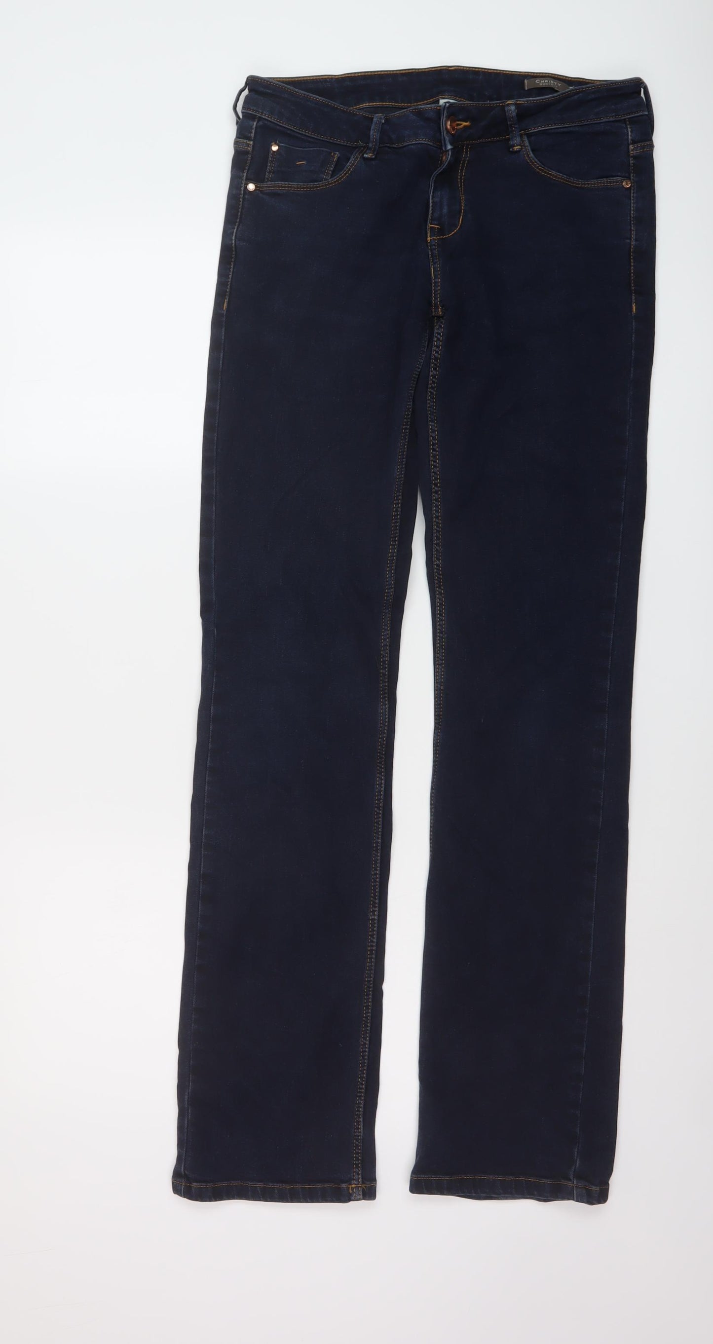 Mango Womens Blue Cotton Bootcut Jeans Size 10 L33 in Regular Button