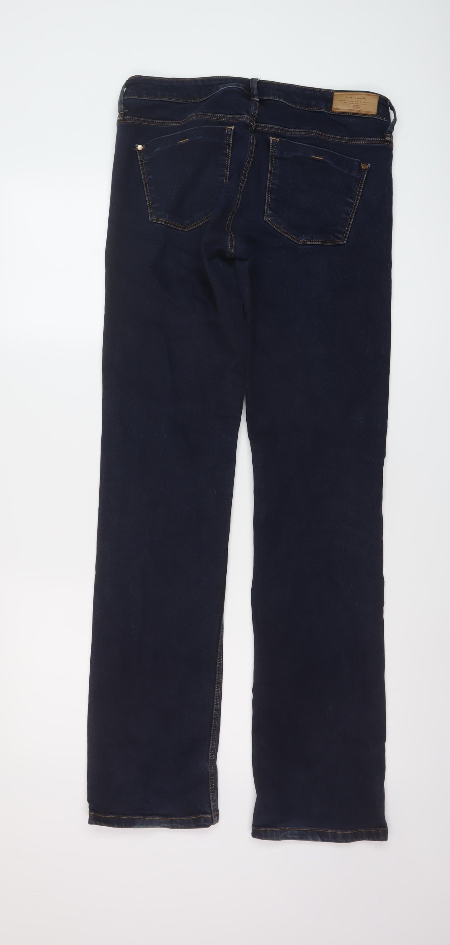 Mango Womens Blue Cotton Bootcut Jeans Size 10 L33 in Regular Button