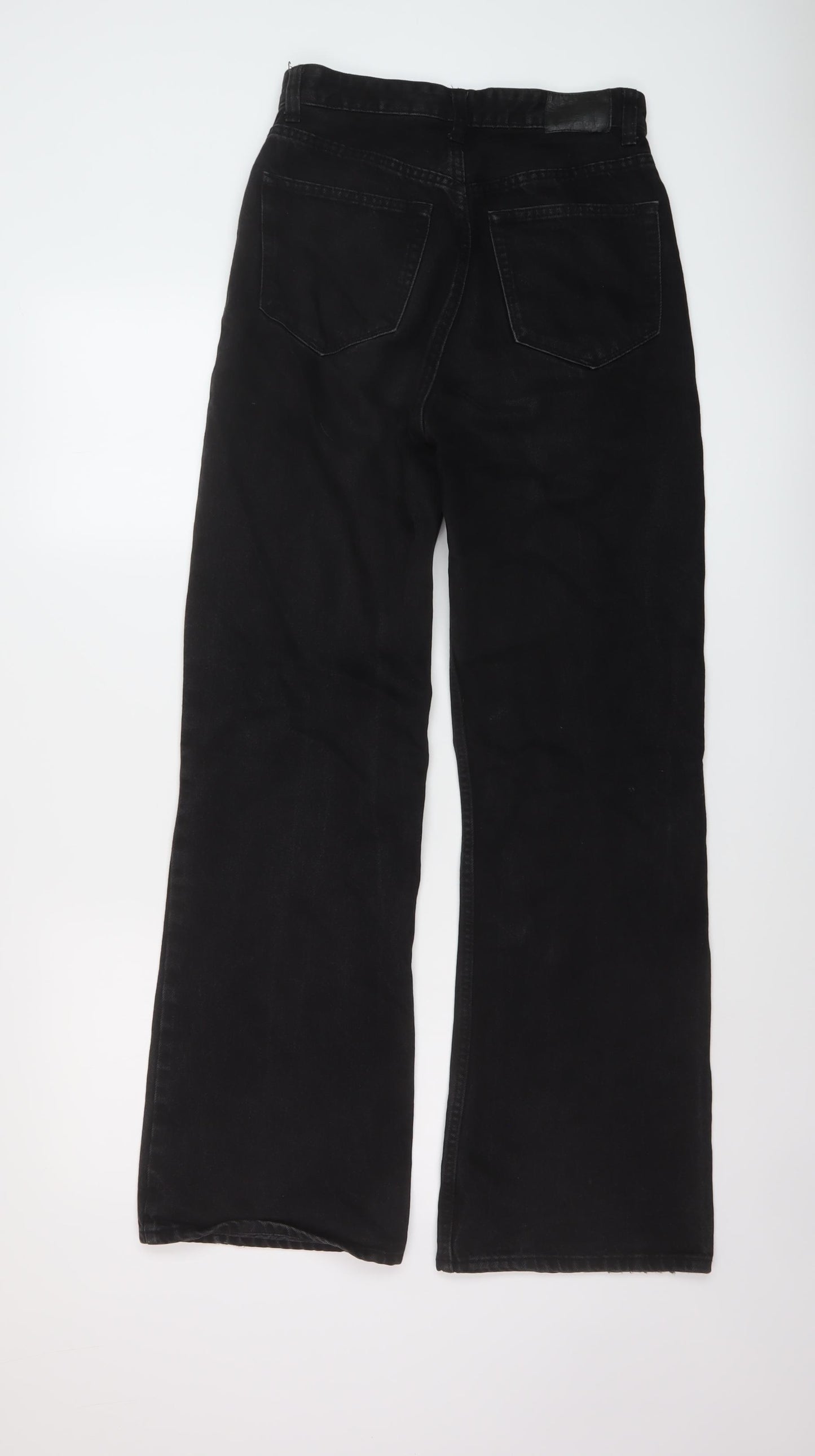 Bershka Womens Black Cotton Wide-Leg Jeans Size 8 L30 in Regular Button