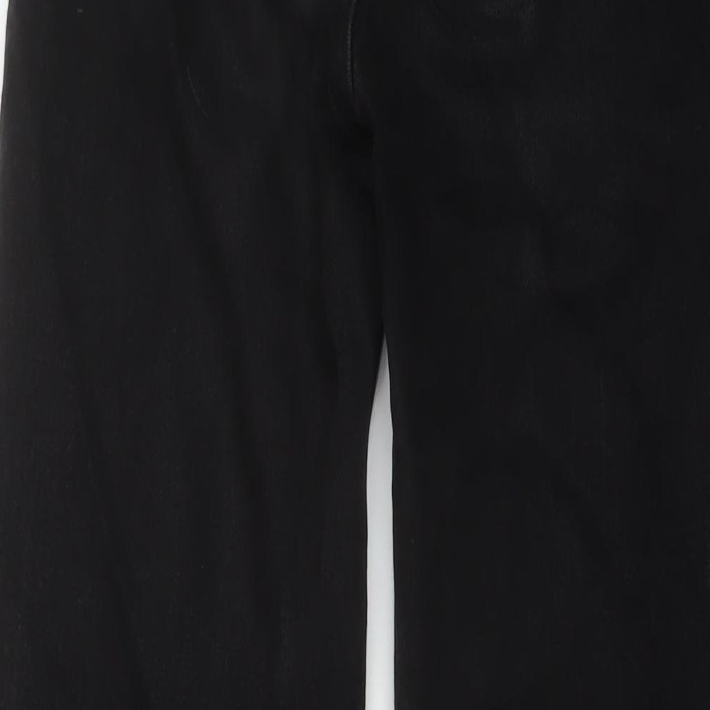 Bershka Womens Black Cotton Wide-Leg Jeans Size 8 L30 in Regular Button