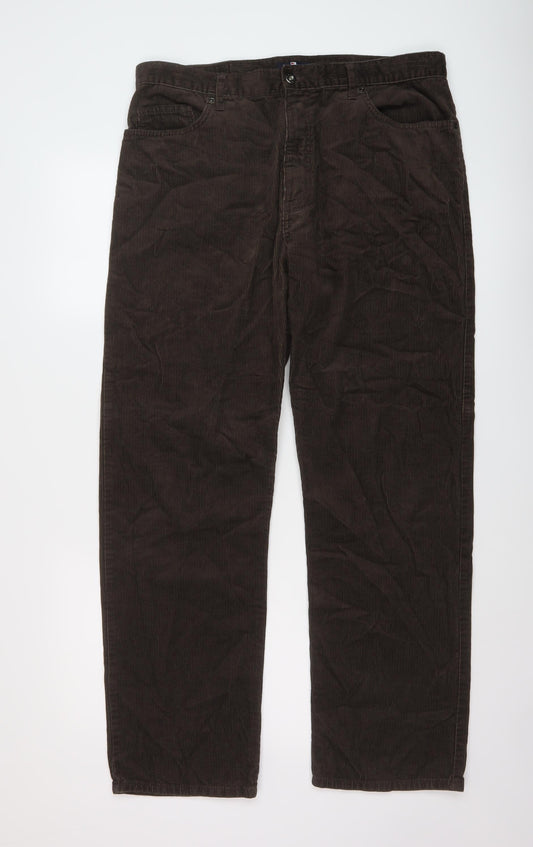 Blue Harbour Mens Brown Cotton Trousers Size 36 in L31 in Regular Button