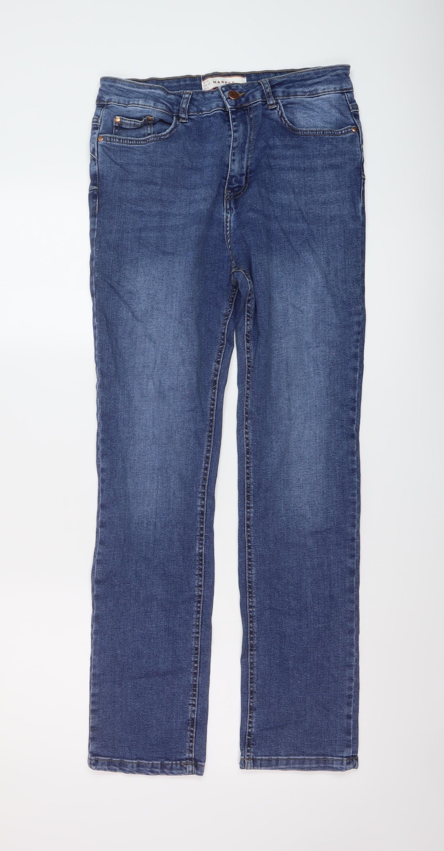 Wallis Womens Blue Cotton Straight Jeans Size 10 L29 in Regular Button