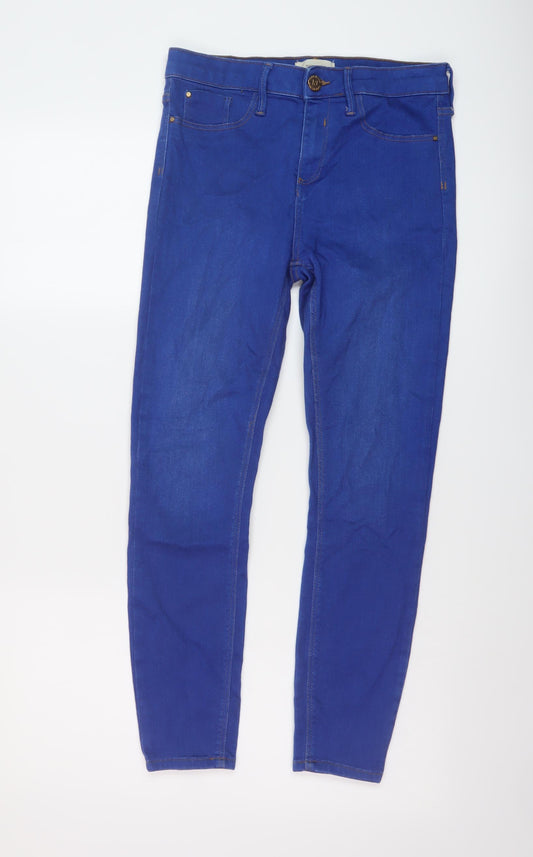 River Island Womens Blue Cotton Skinny Jeans Size 10 L25 in Regular Button