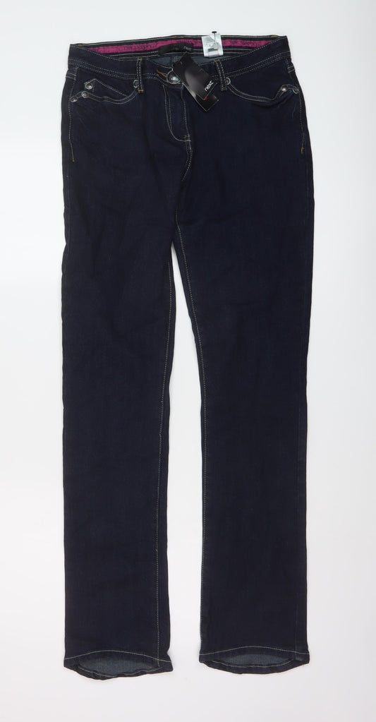 NEXT Womens Blue Cotton Straight Jeans Size 10 L31 in Regular Button