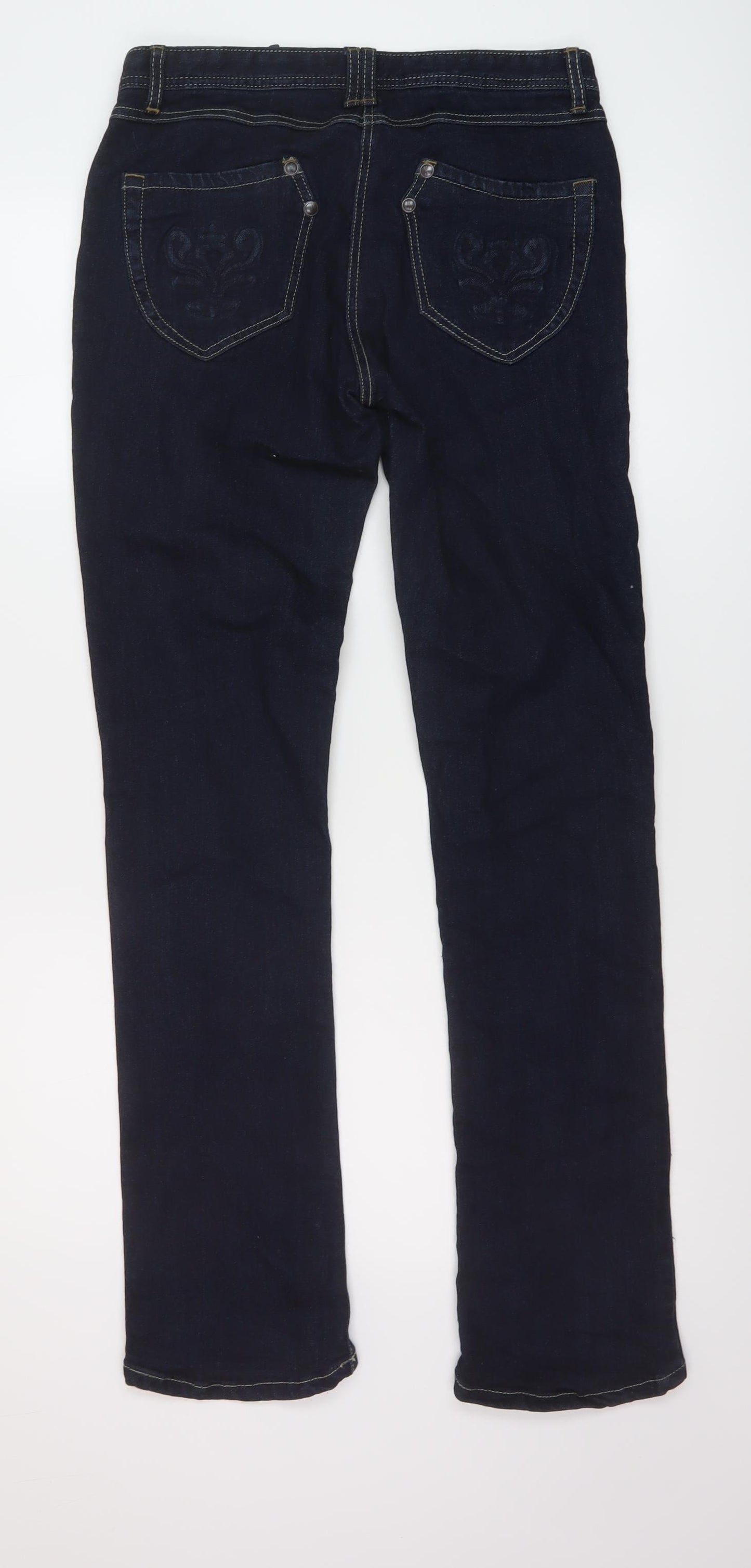 NEXT Womens Blue Cotton Straight Jeans Size 10 L31 in Regular Button